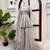 Pearl grey tabby silk blend foil work suit set