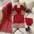 Ruby red embroidered faux georgette straight suit set
