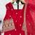 Ruby red embroidered faux georgette straight suit set
