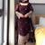 Wine embroidered faux georgette straight suit set