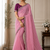 Pink Color Embroidery lace border Tissue Net Saree