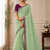 Sea Green Color Embroidery lace border Tissue Net Saree