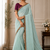 Sky Blue Color Embroidery lace border Tissue Net Saree