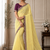 Yellow Color Embroidery lace border Tissue Net Saree