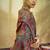 Grey hand woven  munga cotton blend saree with blouse