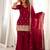 Women's maroon embroidered crunchy silk kurta bell bottom pant set with designer dupatta
