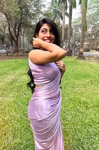 Lavender Color beutiful  handwork lace Silk Blend Saree