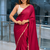Red Color Handmades Diamond Silk Blend Saree
