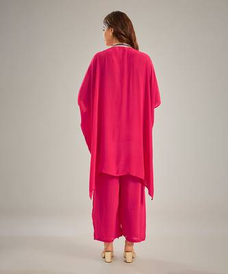 Rani pink embroidered crepe kaftan set 2