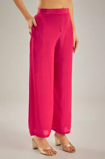 Rani pink embroidered crepe kaftan set