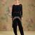 Black embroidered georgette co ord set