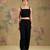 Black embroidered georgette co ord set