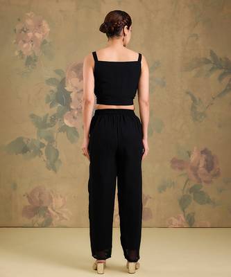 Black embroidered georgette co ord set 5