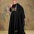 Black embroidered silk anarkali set