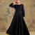 Black embroidered silk anarkali set