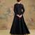 Black embroidered silk anarkali set