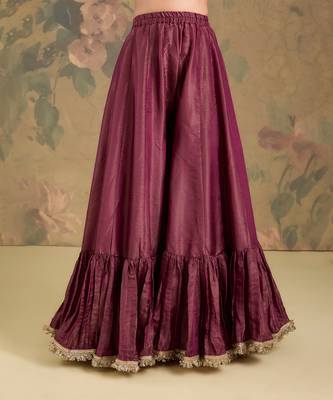 Mauve pink embroidered tissue sharara set 4