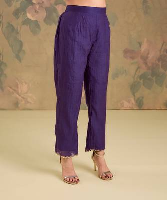 Purple embroidered mul chanderi anarkali set 4