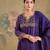 Purple embroidered mul chanderi anarkali set