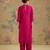 Magenta pink embroidered silk kurta set