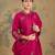 Magenta pink embroidered silk kurta set