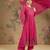Magenta pink embroidered mul chanderi anarkali set