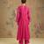 Magenta pink embroidered mul chanderi anarkali set