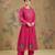 Magenta pink embroidered mul chanderi anarkali set