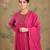 Magenta pink embroidered mul chanderi anarkali set