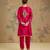 Magenta pink embroidered silk kurta set