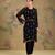 Black embroidered georgette co ord set