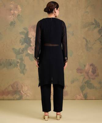 Black embroidered georgette co ord set 2