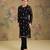 Black embroidered georgette co ord set