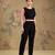 Black embroidered georgette co ord set