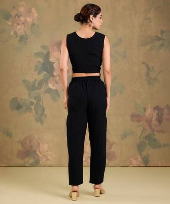 Black embroidered georgette co ord set 5