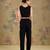 Black embroidered georgette co ord set