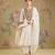 Ivory embroidered mul chanderi anarkali set