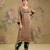 Light brown embroidered satin organza kurta set