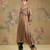 Light brown embroidered satin organza kurta set