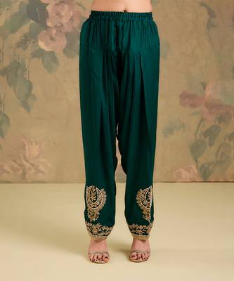 Light brown embroidered satin organza kurta set 4