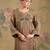 Light brown embroidered satin organza kurta set