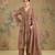 Light brown embroidered mul chanderi anarkali set