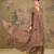 Light brown embroidered mul chanderi anarkali set