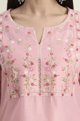 Women Ethnic Motifs Embroidered Regular Thread Work Kurta with Trouser