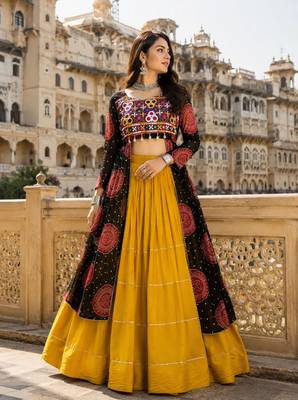Black - Navratri Designer Ready To Wear Lehenga & Kurti - full stitched free size 1