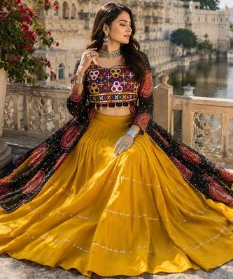 Black - Navratri Designer Ready To Wear Lehenga & Kurti - full stitched free size 2