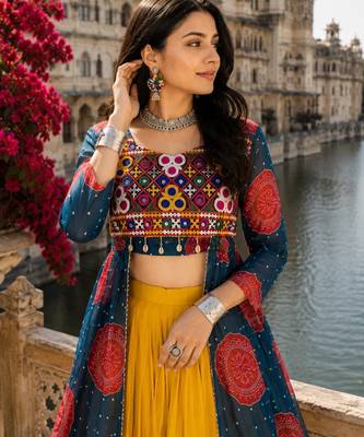 Blue - Navratri Designer Ready To Wear Lehenga & Kurti 3