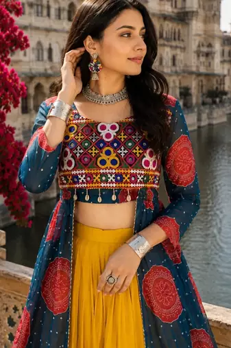 Blue - Navratri Designer Ready To Wear Lehenga & Kurti