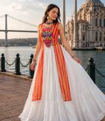Orange Color Leheriya Prints Kurtis With Traditional Lehenga Sets
