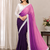 Plum Color White Chikkan Less Border Silk Blend Saree